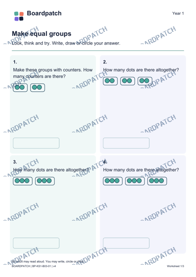 Worksheet preview: Make equal groups