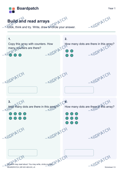 Worksheet preview: Build and read arrays