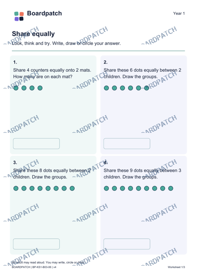 Worksheet preview: Share equally