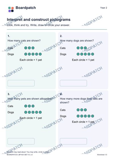 Worksheet preview: Interpret and construct pictograms