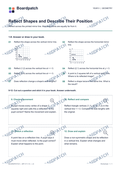 Worksheet preview: Reflect Shapes and Describe Their Position