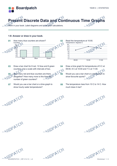 Worksheet preview: Present Discrete Data and Continuous Time Graphs