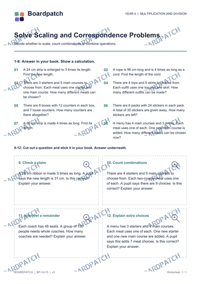 Worksheet preview: Solve Scaling and Correspondence Problems